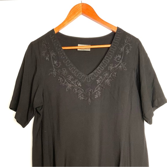 Holy Clothing Witchy Asymmetric Black Embroidered Dress Womens SZ L Gothgrunge - Picture 2 of 7